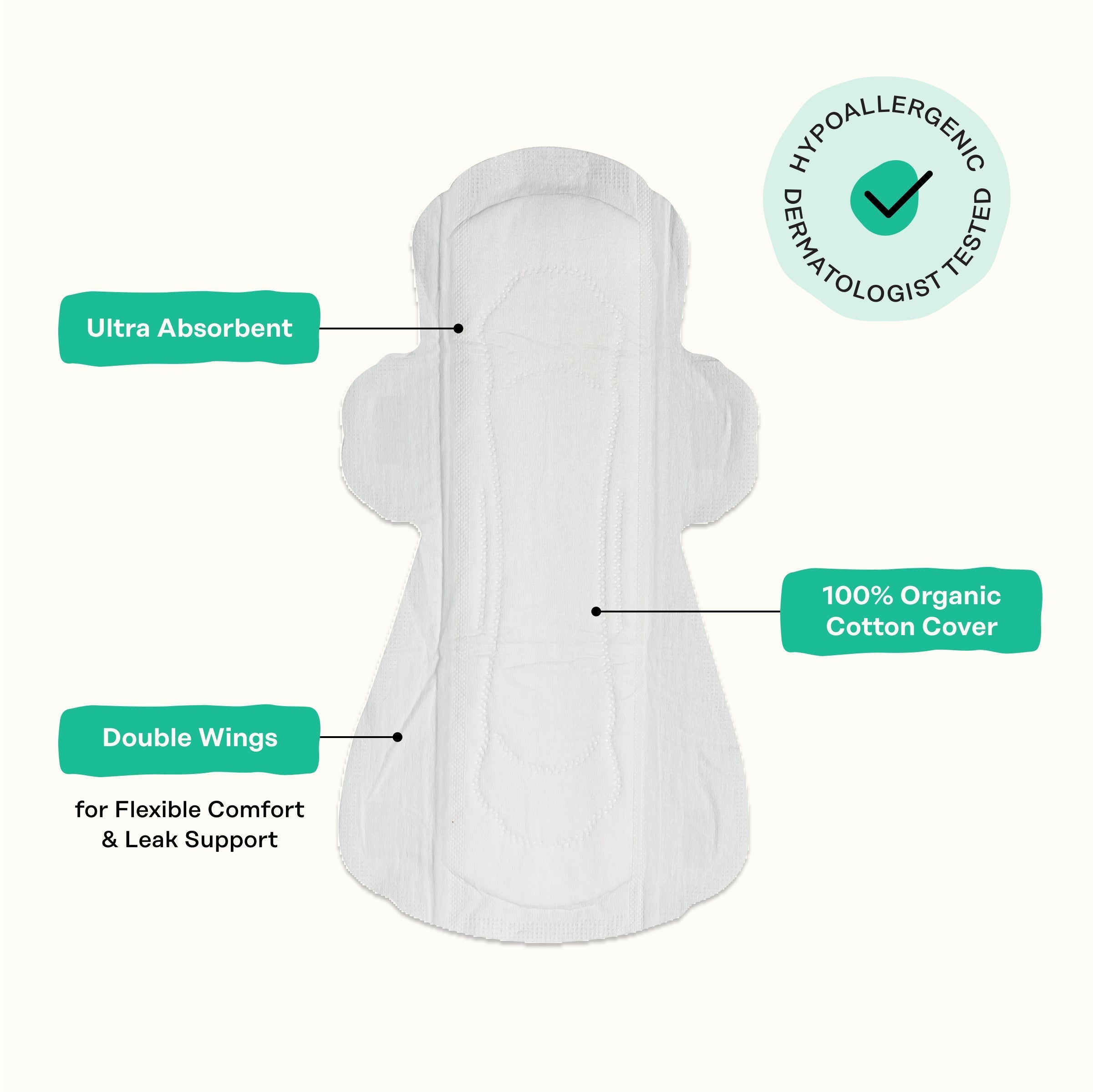 Organic Cotton Cover Cooling Herbal Infusion Super Pads